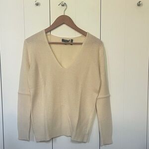 Theory Cream Cashmere V-Neck Sweater